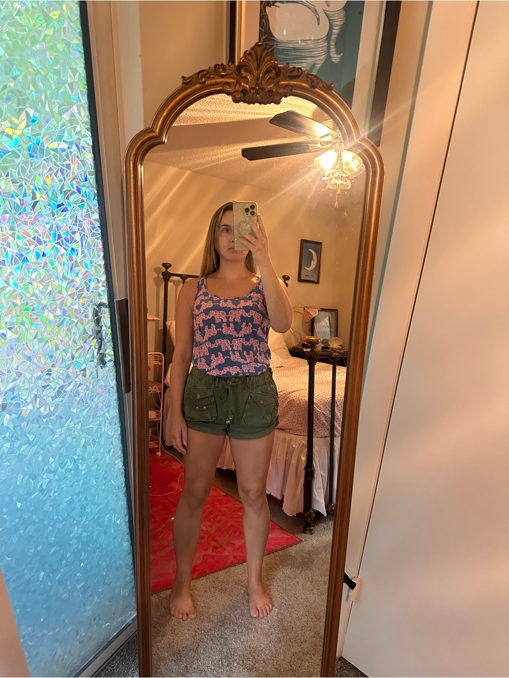 Lilly Pulitzer Pink and Navy Elephant Patterned Tank Top